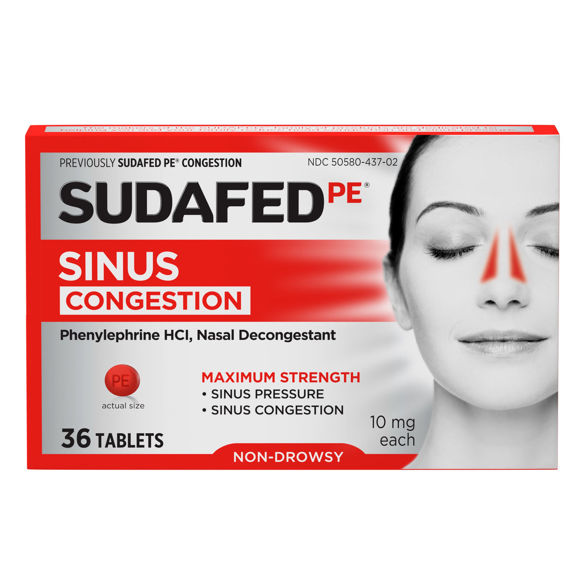 Sudafed PE Sinus Congestion Max Strength Non-Drowsy Tablets 36 ct