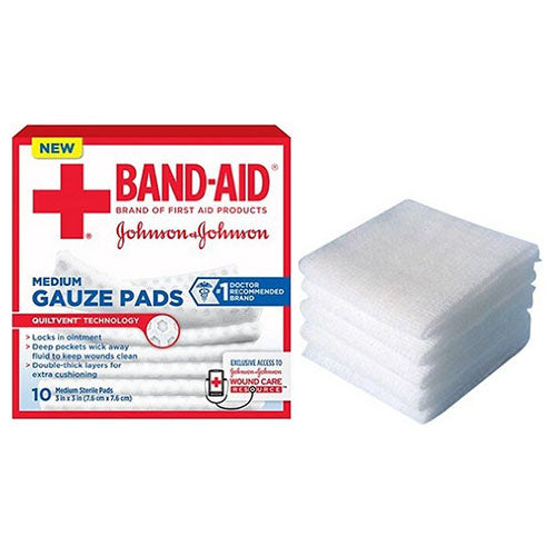 J & J Band-Aid First Aid Gauze Pads 3" x 3" 10 CT