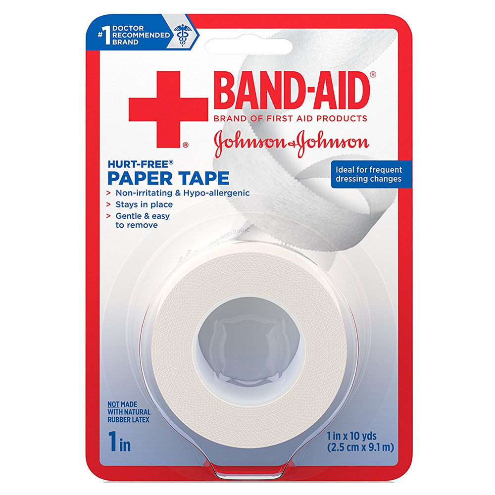 Band-Aid First Aid Hurt-Free Paper Tape, 1" x 10 yards, EA/1