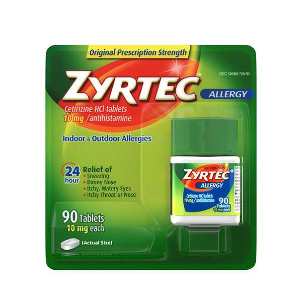Zyrtec Adult Allergy Relief Tablets, 10mg, 90 ct