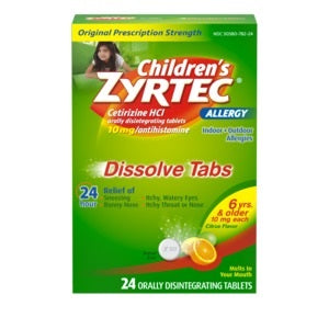 Children's Zyrtec 10mg Dissolve Tabs, Citrus Flavor, 24 ct