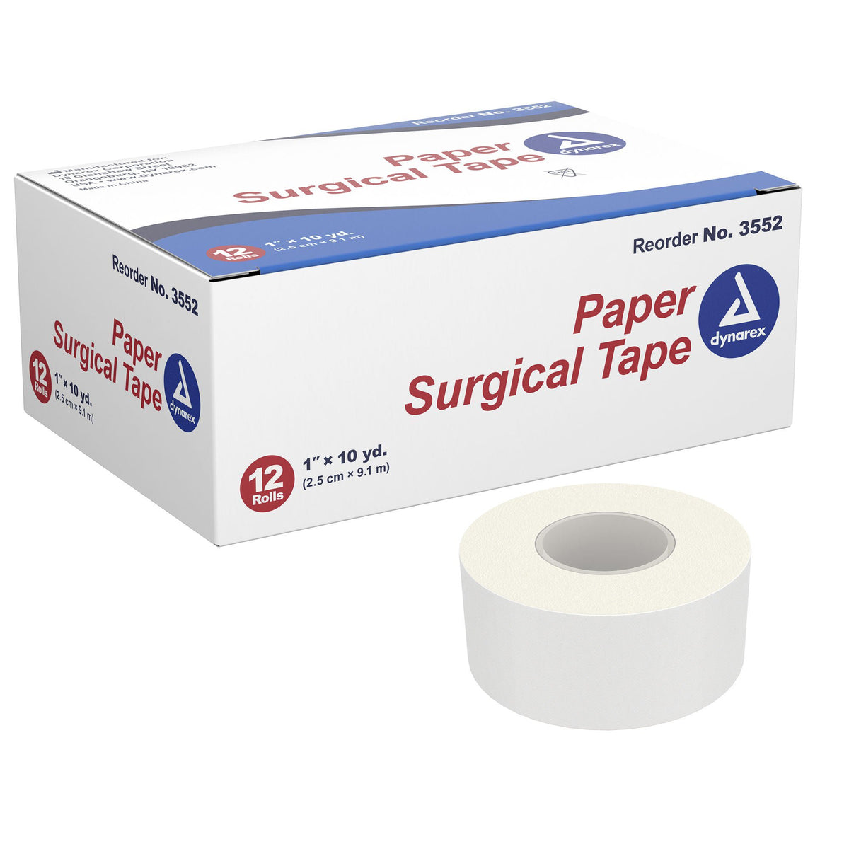 dynarex® Paper Medical Tape, 1 Inch x 10 Yard, White, BX/12