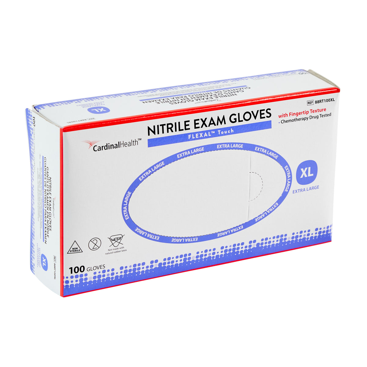 Cardinal Health FLEXAL Touch Nitrile Exam Gloves, Powder-Free, X-Large - 3.1 MIL, BX/100