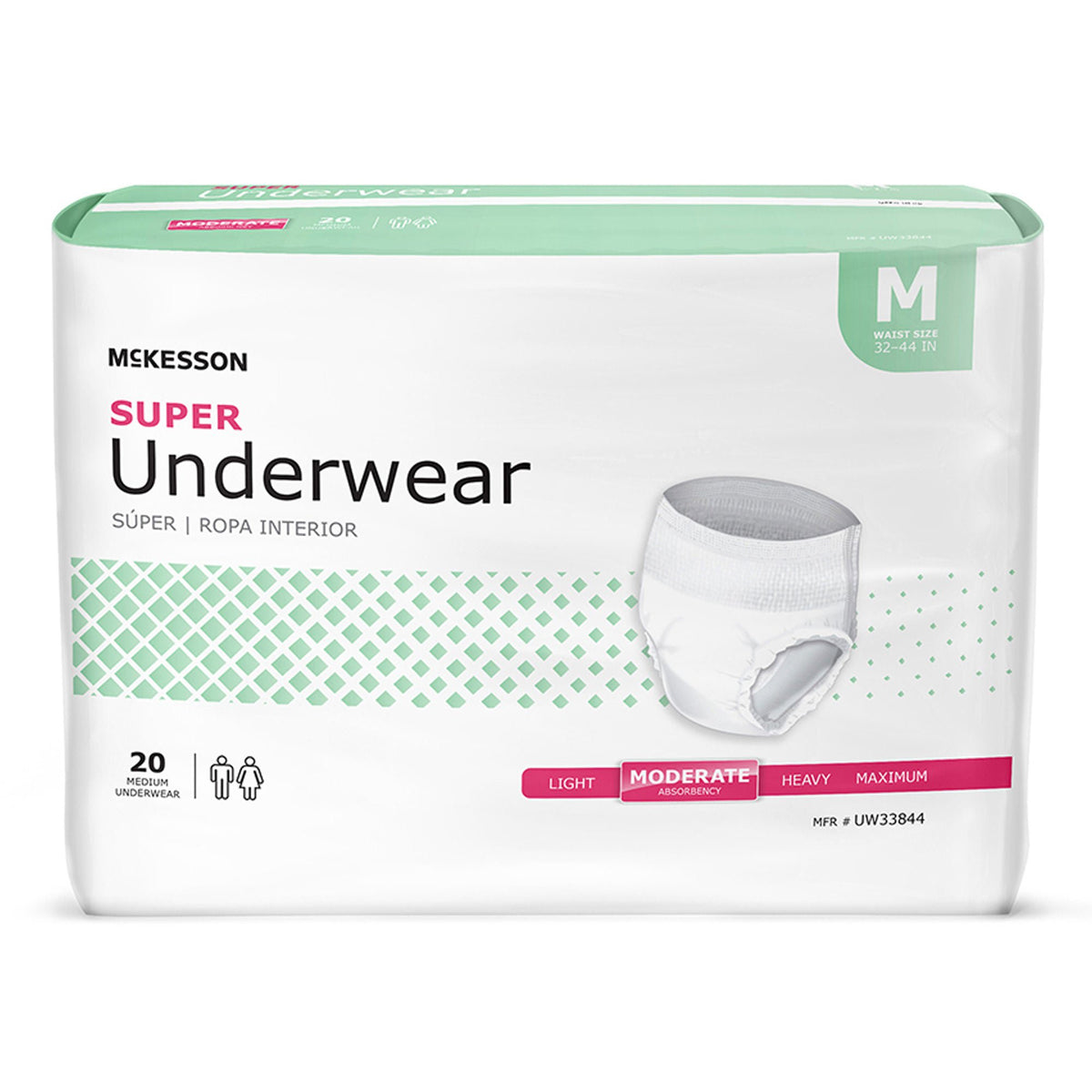 McKesson Super Moderate Absorbency Incontinence Underwear, Medium, CS/80