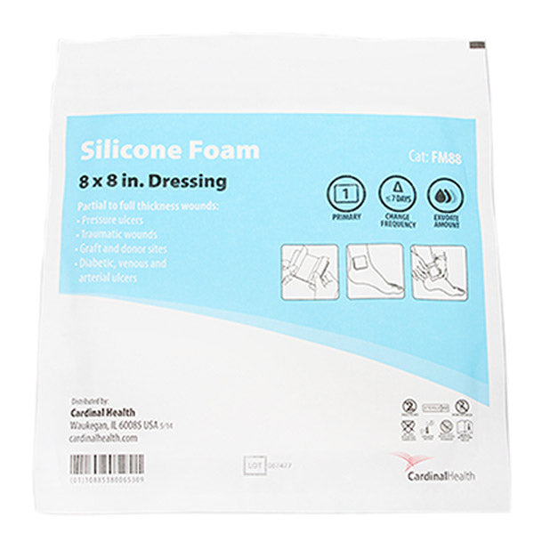 Cardinal Health Kendall Silicone Non-Bordered Foam Dressing, 8" x 8"