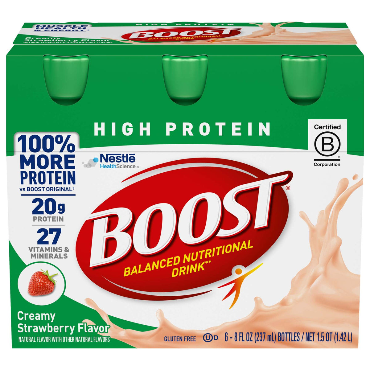 Boost® High Protein Strawberry Complete Nutritional Drink, 8-ounce Bottle, PK/6