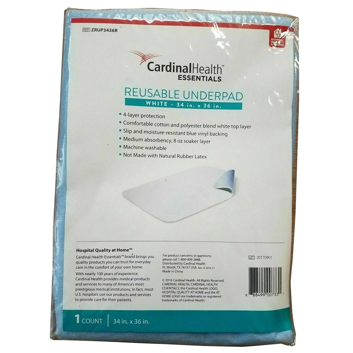 ReliaMed Underpad, Reusable, Polyester, 34 x 36 Inch