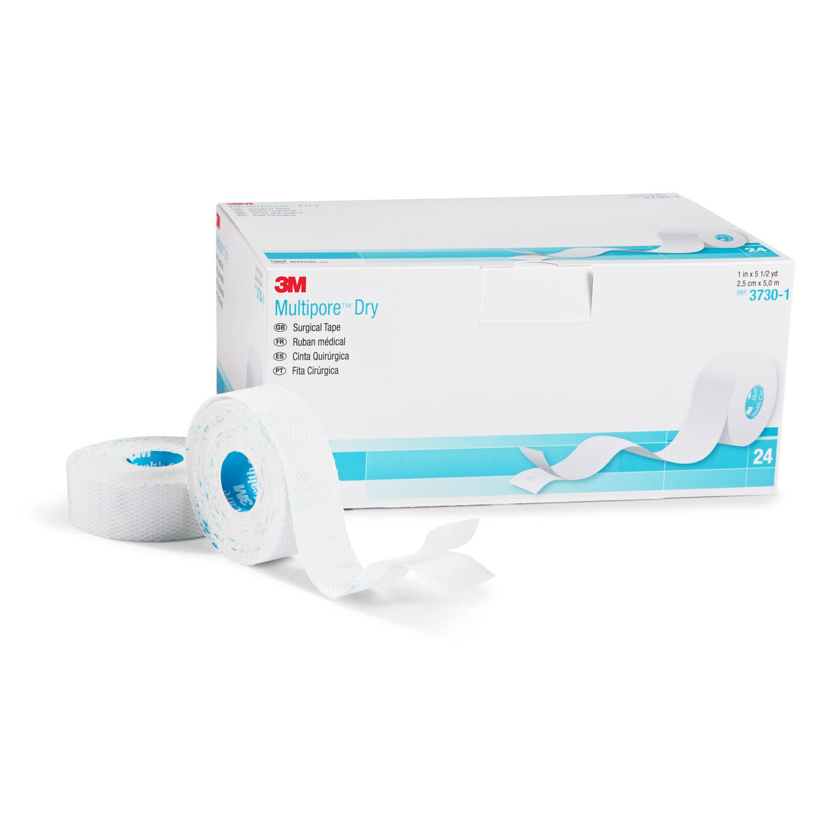3M™ Multipore™ Dry Dressing Retention Tape w/ Liner, 1 Inch x 5-1/2 Yard, White, RL/1