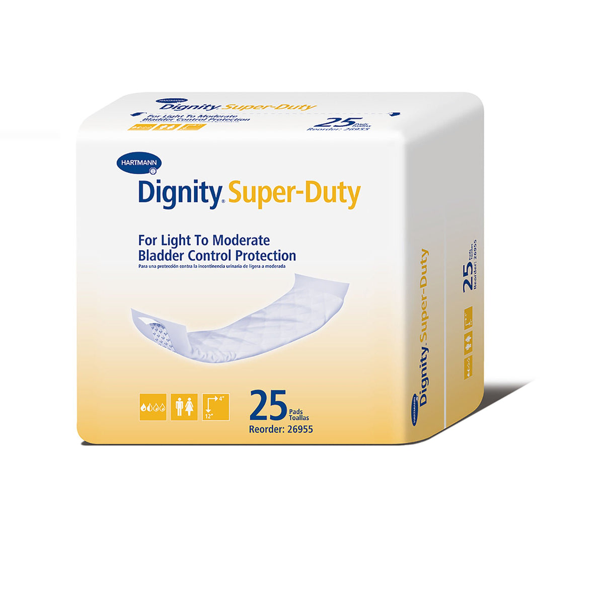 Dignity Incontinence Liner, Moderate Absorbency, Polymer Core, 4 x 12 Inch, BG/25