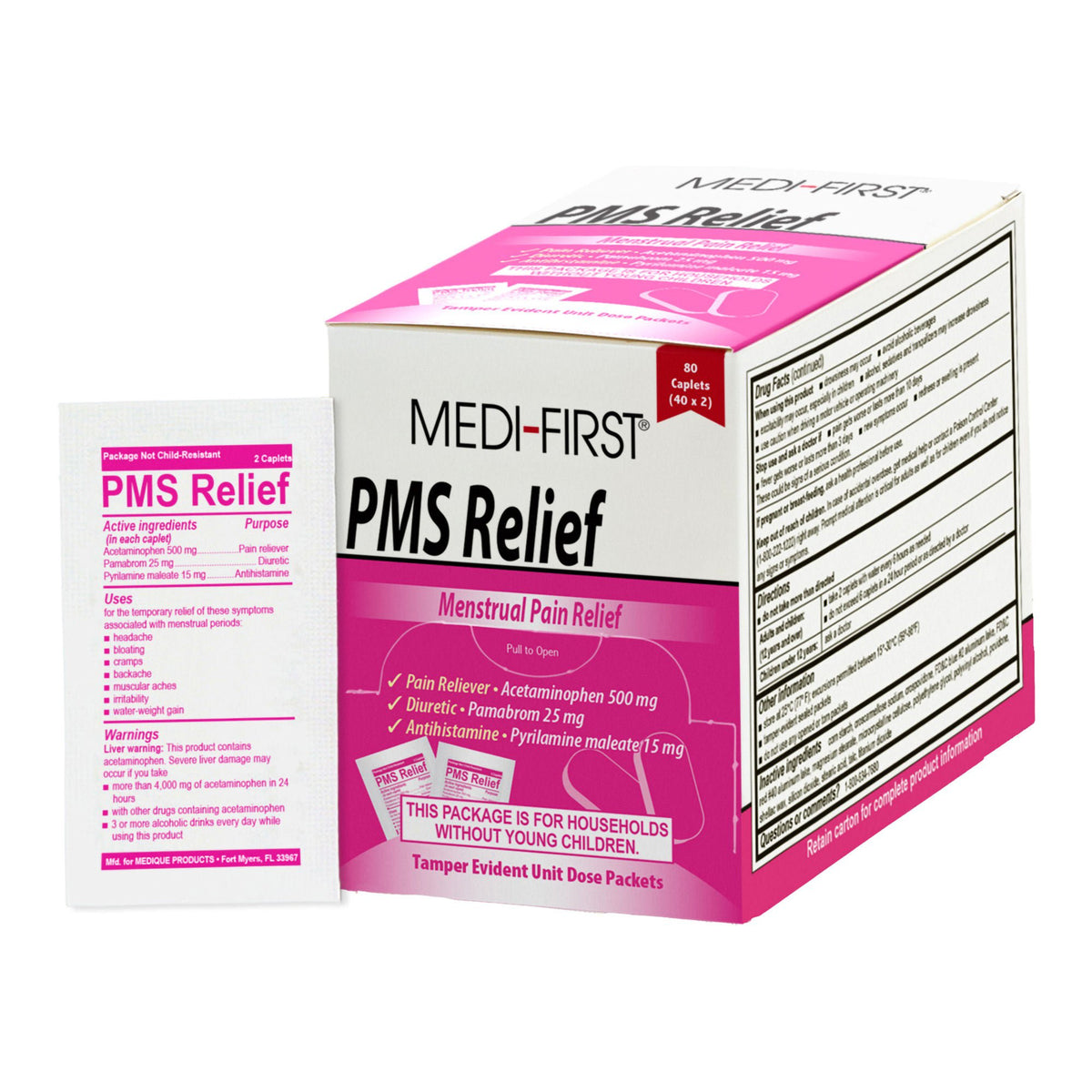 Medi-First PMS Relief Acetaminophen / Pamabrom / Pyrilamine maleate Pain Relief, BX/80