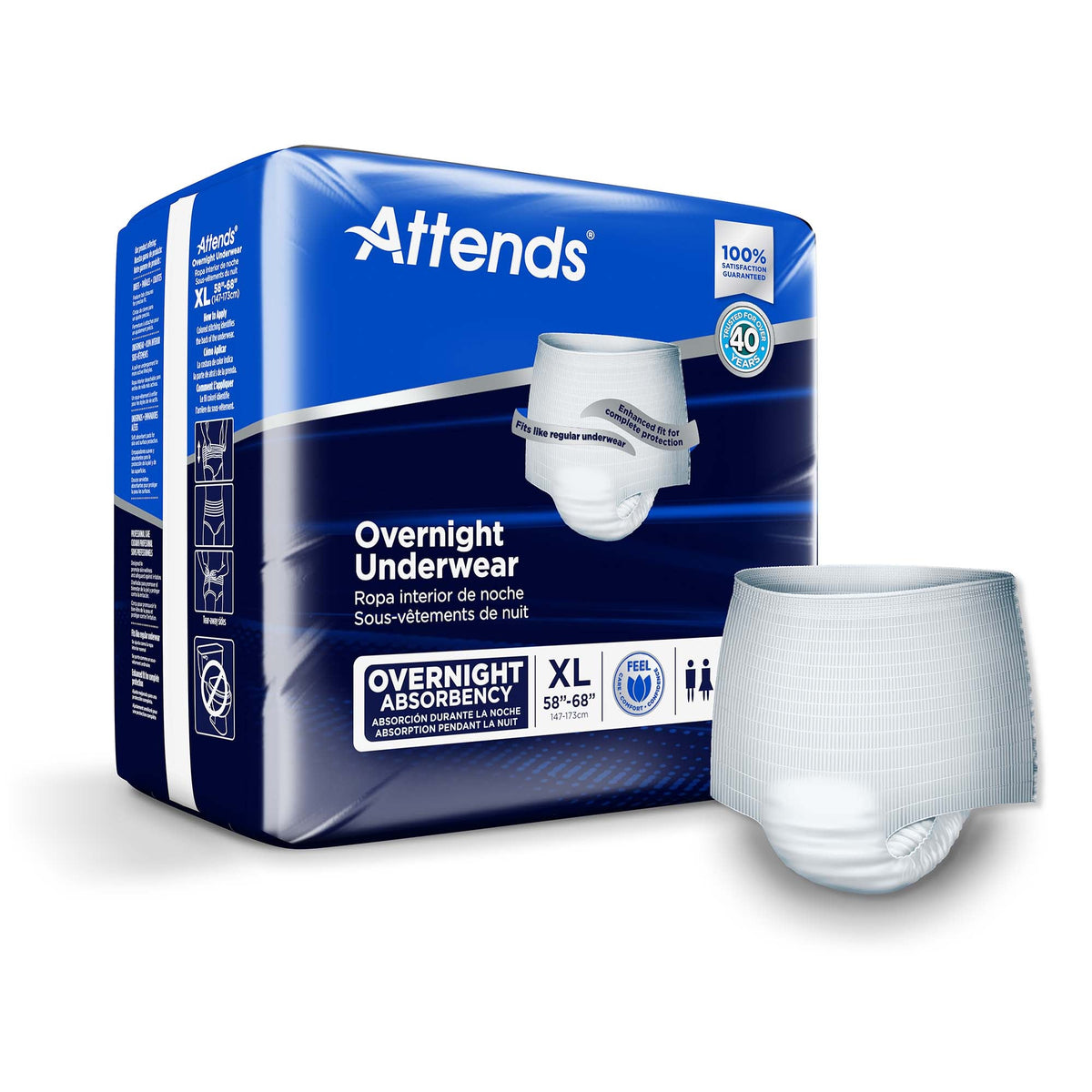 Attends® Overnight Underwear with Extended Wear Protection, X-Large, CS/48