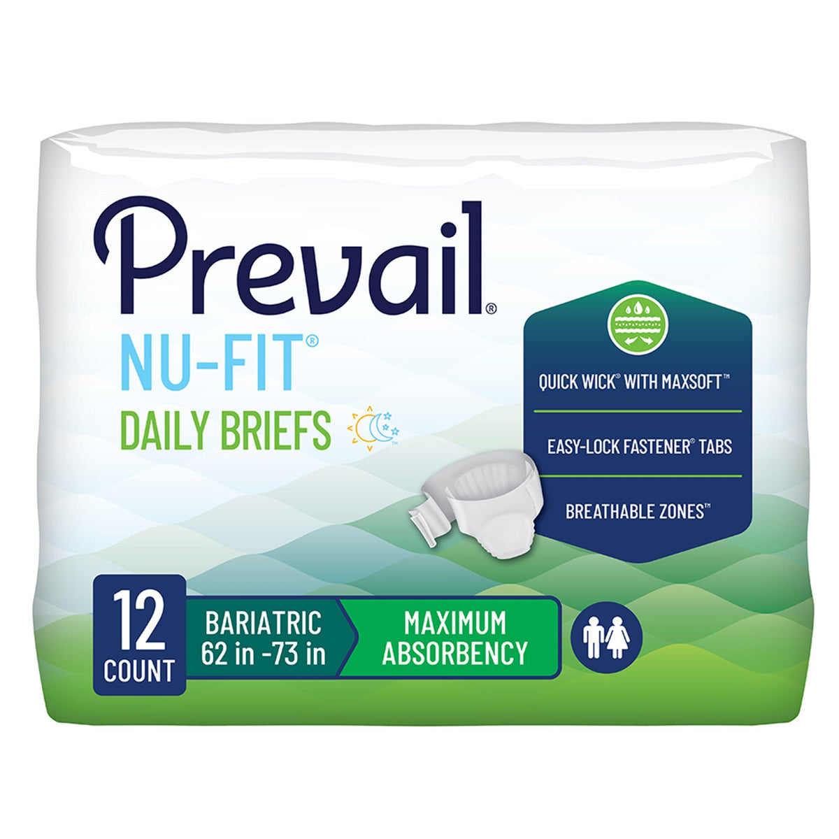 ProCare Unisex Adult Incontinence Brief, Heavy Absorbency, White, 2-XL, BG/12
