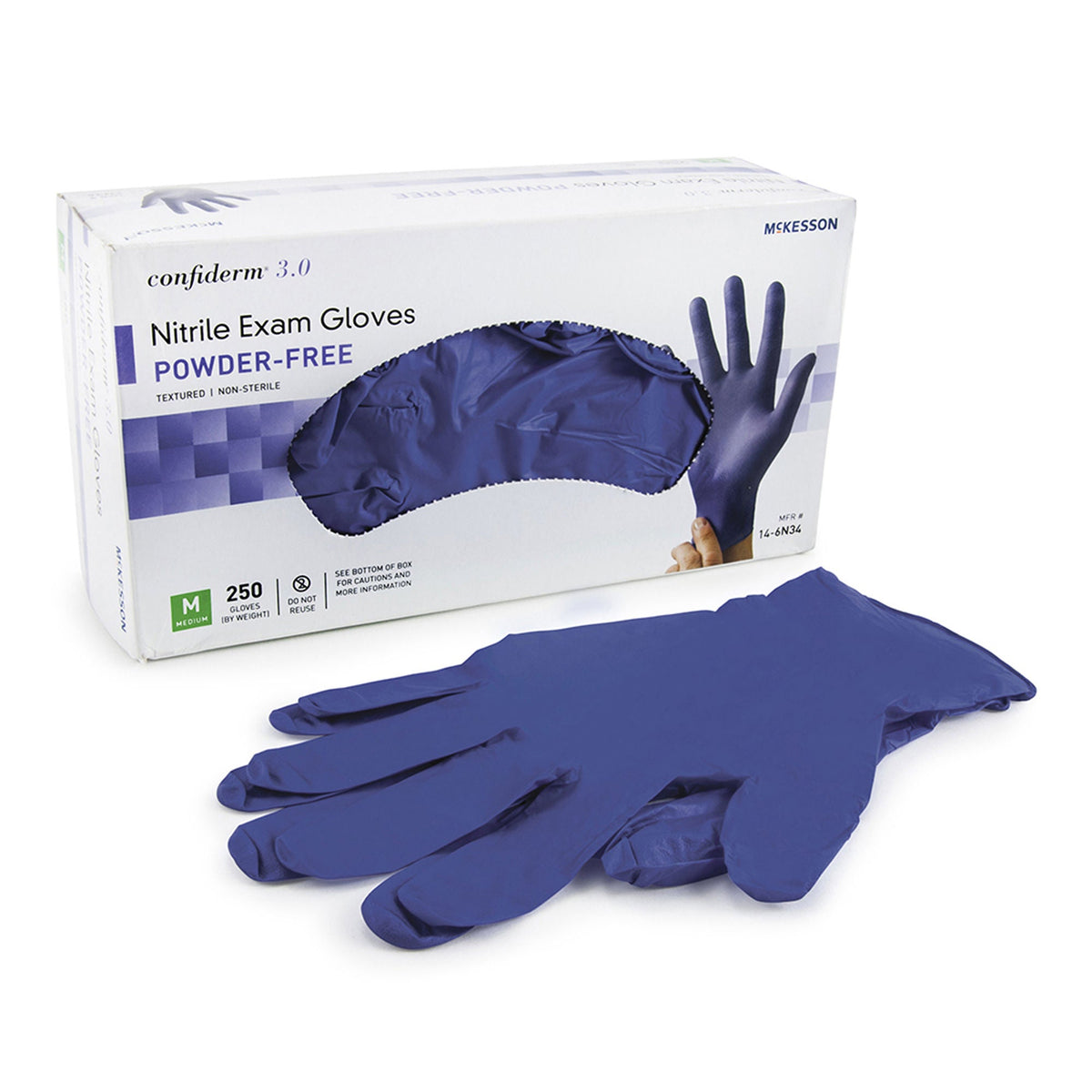 McKesson Confiderm® 4.5C Nitrile Exam Glove, Medium, Blue, CS/10