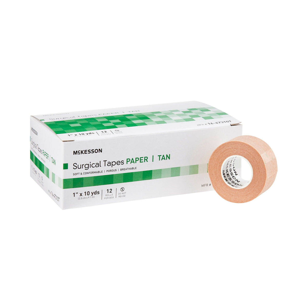 McKesson Paper Medical Tape, 1 Inch x 10 Yard, Tan, BX/12