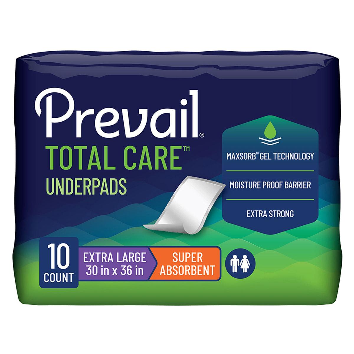 Prevail® Total Care™ Super Absorbent Polymer Underpad, 30 x 36 Inch, BG/10