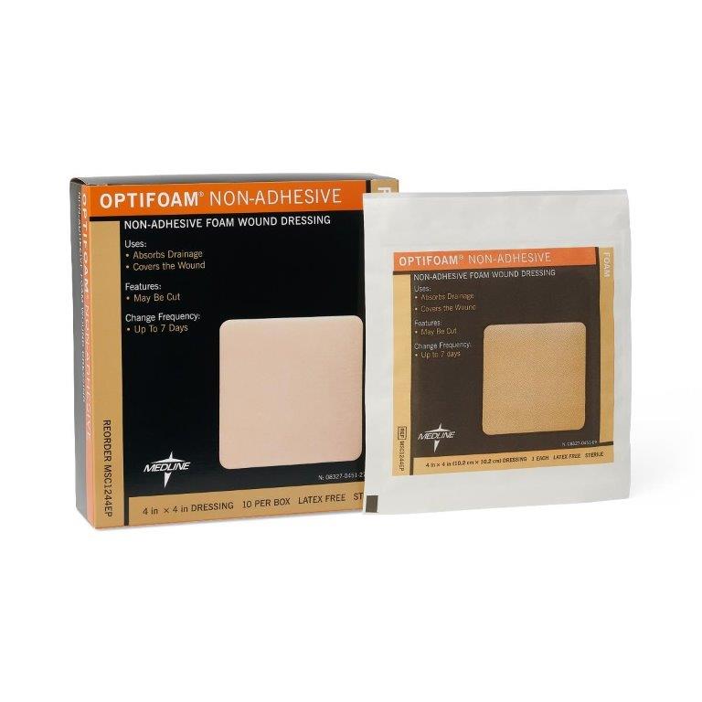 Optifoam Non-Adhesive Foam Dressing, 4" x 4" - Replaces 60MSC1244EPZ