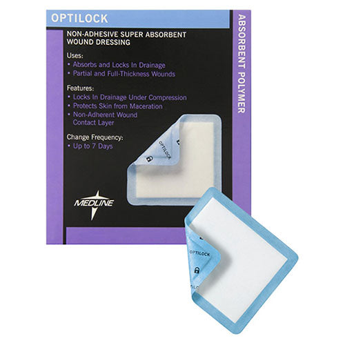 OptiLock Non-Adhesive Super Absorbent Wound Dressing, 6.5" x 10" with 5.5" x 8.9" Pad