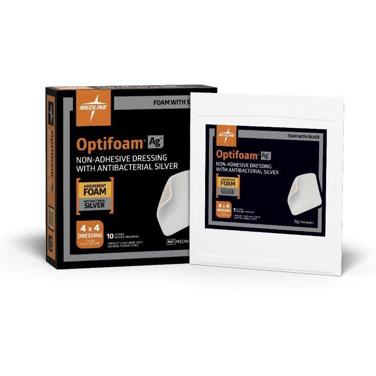 Optifoam Ag Foam Dressing with Ionic silver 4" x 4" - Replaces 60MSC9614EPZ