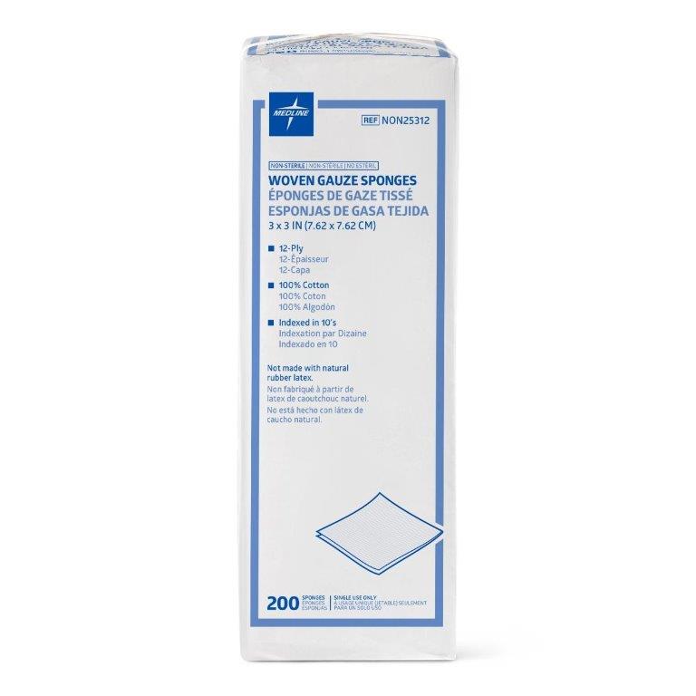 Woven Non-Sterile Gauze Sponge 3" x 3", 12-Ply - Replaces 6025312H