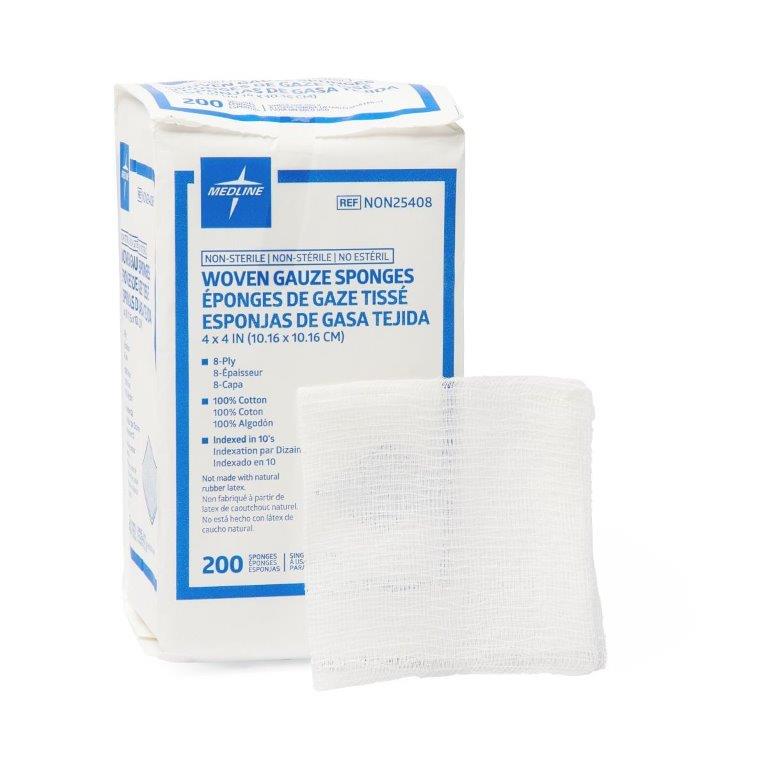 Non-Sterile Gauze Sponge, 4" x 4", 8-Ply
