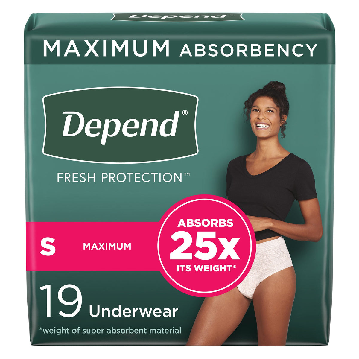 Depend® Fresh Protection™ Women's Maximum Absorbency Underwear, Small, CS/38