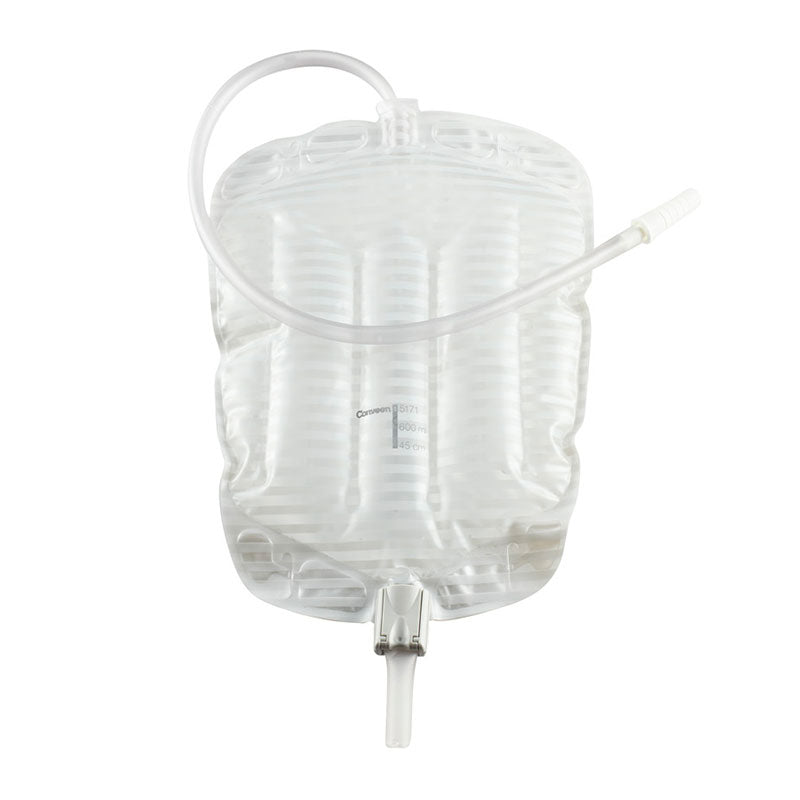 Security+ Sterile Contoured Leg Bag with Anti-Reflux Valve, Tubing and Fabric Straps, 21 oz.