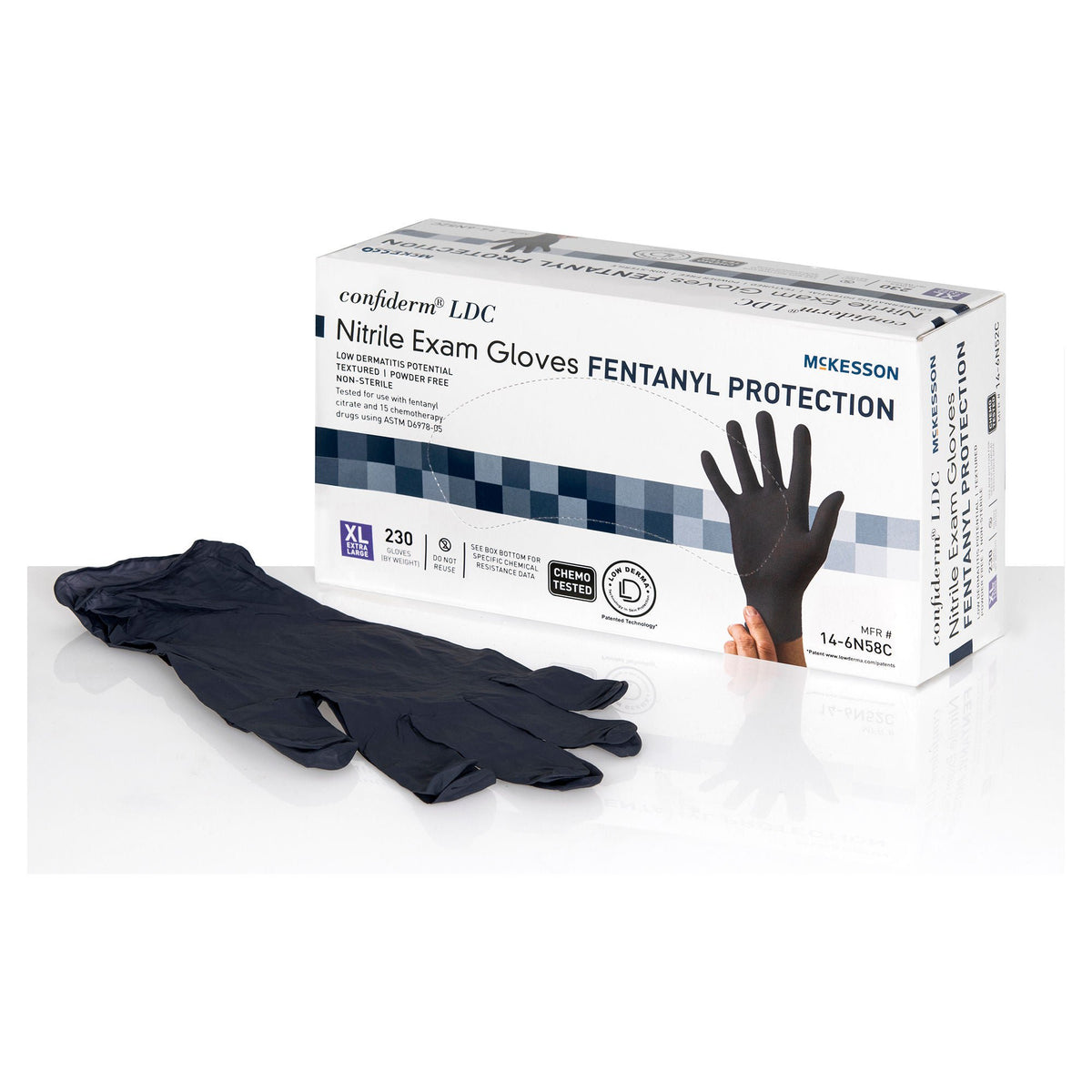 McKesson Confiderm® LDC Nitrile Exam Glove, Extra Large, Black, BX/230