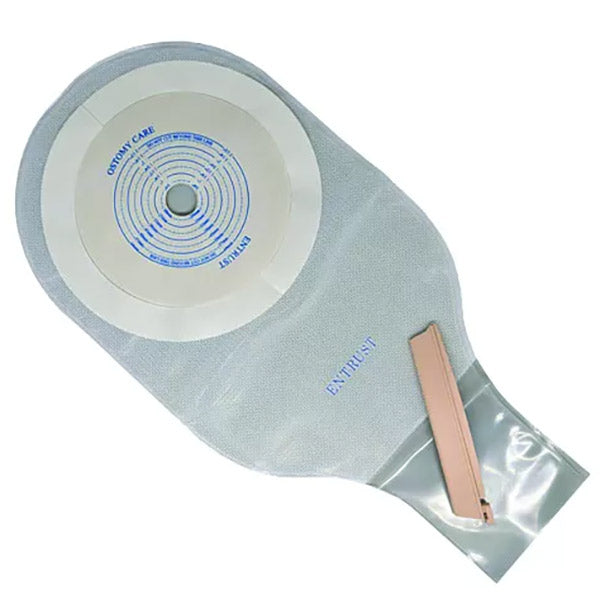 Entrust 12" Drainable Pouch, Transparent, Clip, Extended Wear, Convex, 1-1/2" PS With Belt Tabs, and One Curved Tail Closure
