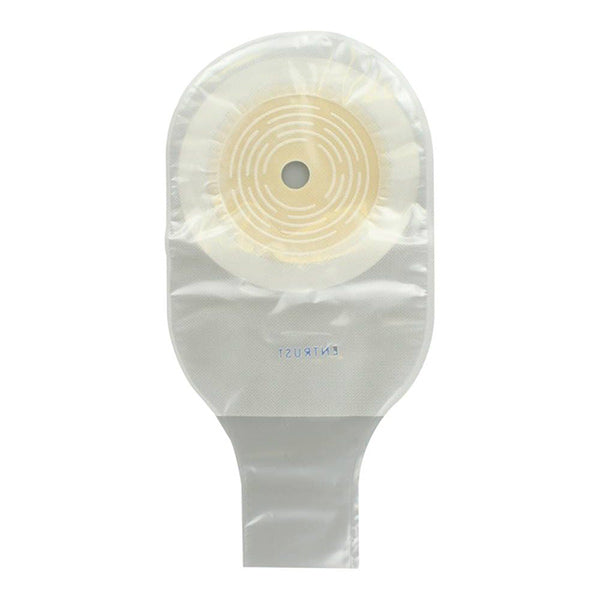 Entrust 1 Piece Drainable Pouch, With Clip Closure, 1-1/4" PrecutPrecut, Convex, Transparent, Extended Wear, With Belt Tabs, 12"