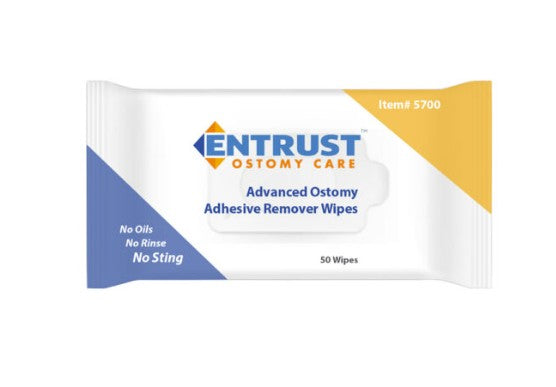 Entrust 5" x 7" Ostomy Adhesive Remover Wipes, 50 Count Flow Pack