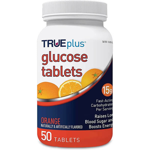 TRUEplus Glucose Tablets, Orange, 50 ct