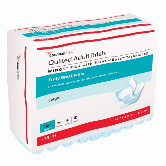 WINGS Plus Quilted Brief with BreatheEasy Technology, Large, 45" - 58"