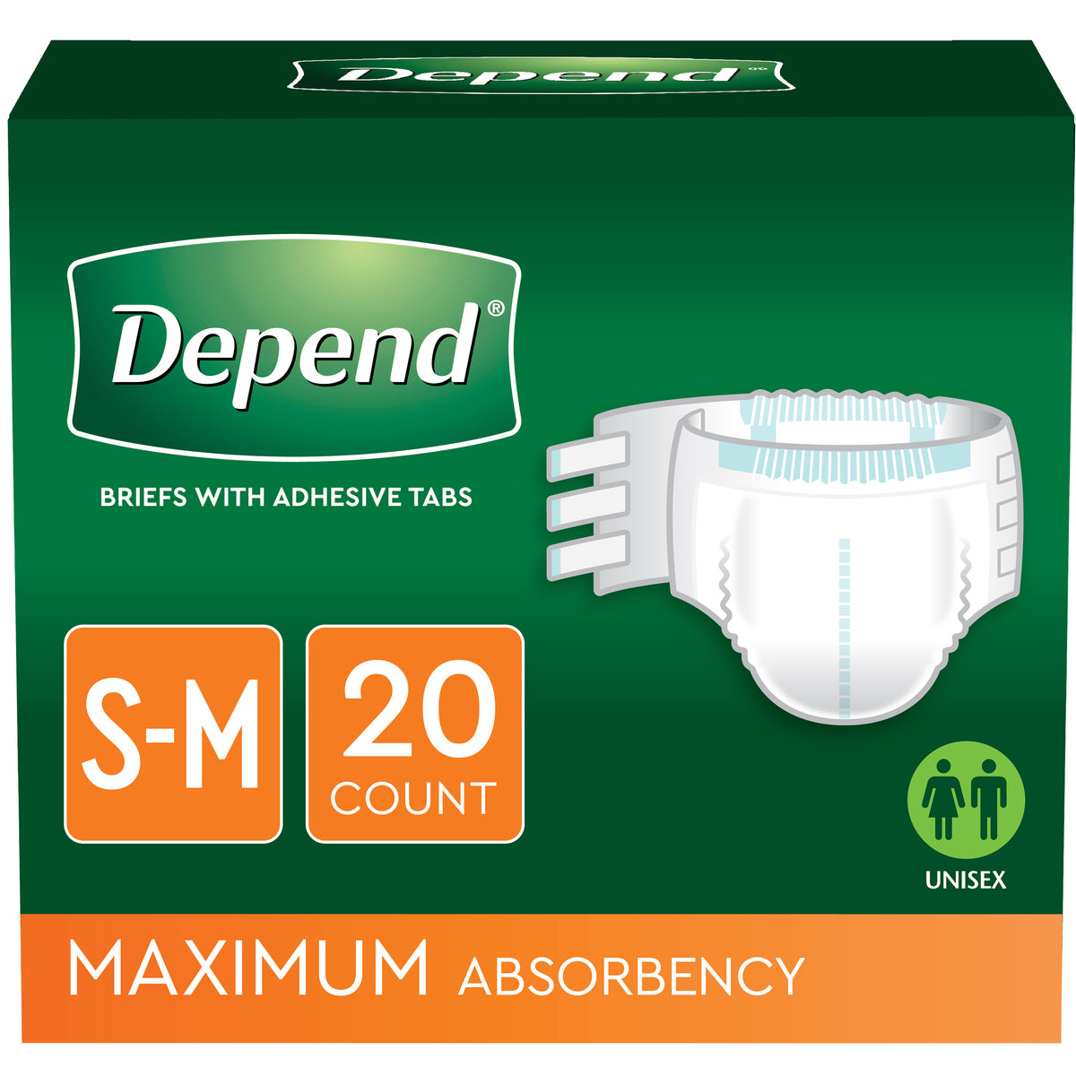 Depend Protection Brief with 4 Tabs Small/Medium 19" - 34"