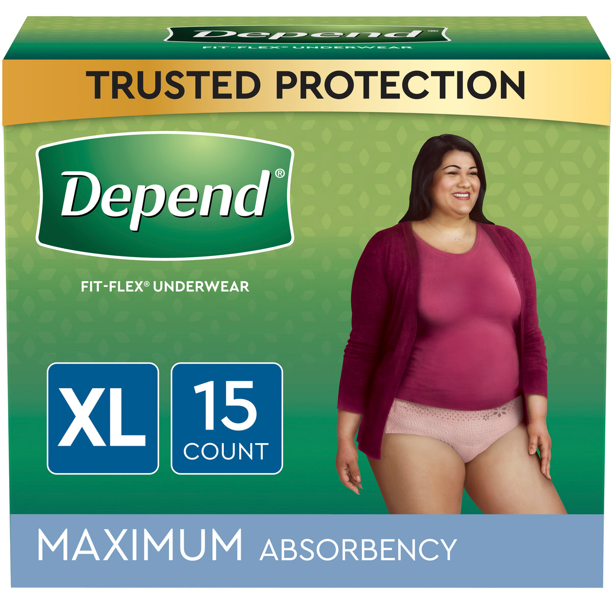 Depend Women's Fit-Flex Max, Extra Large.