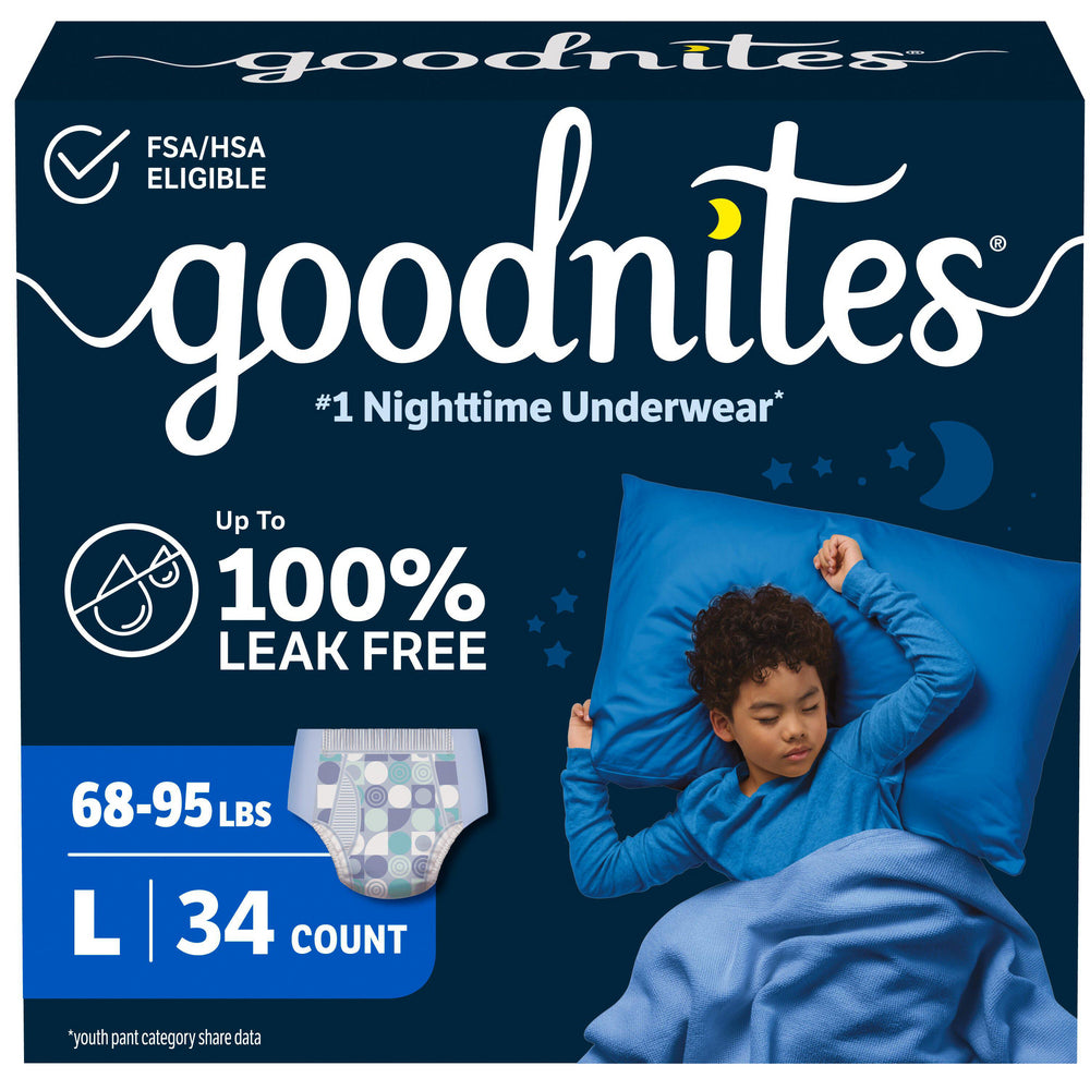 Goodnites Youth Pants for Boys, Large, Giga Pack, Replaces Item 6940533