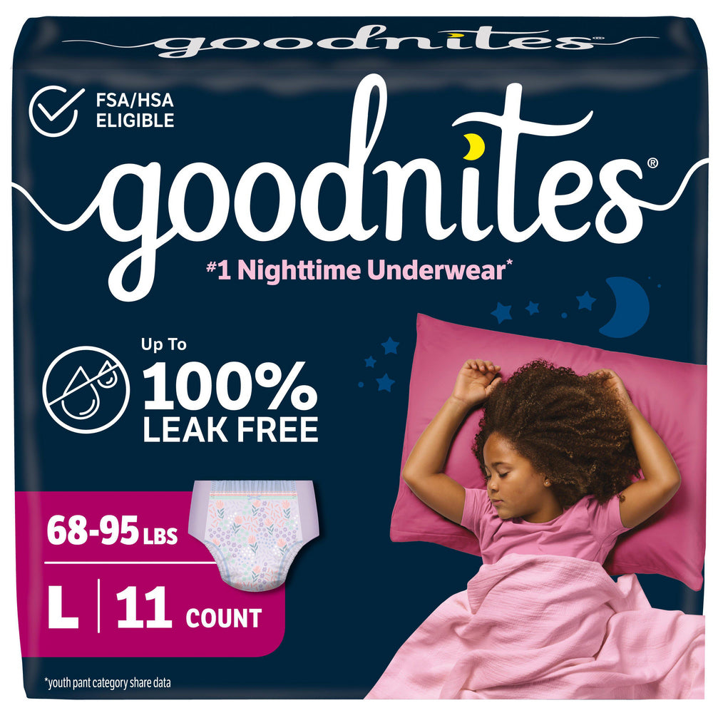 GOODNITES Youth Pants, Large, Girl, Jumbo Pack, Replaces Item 6941316