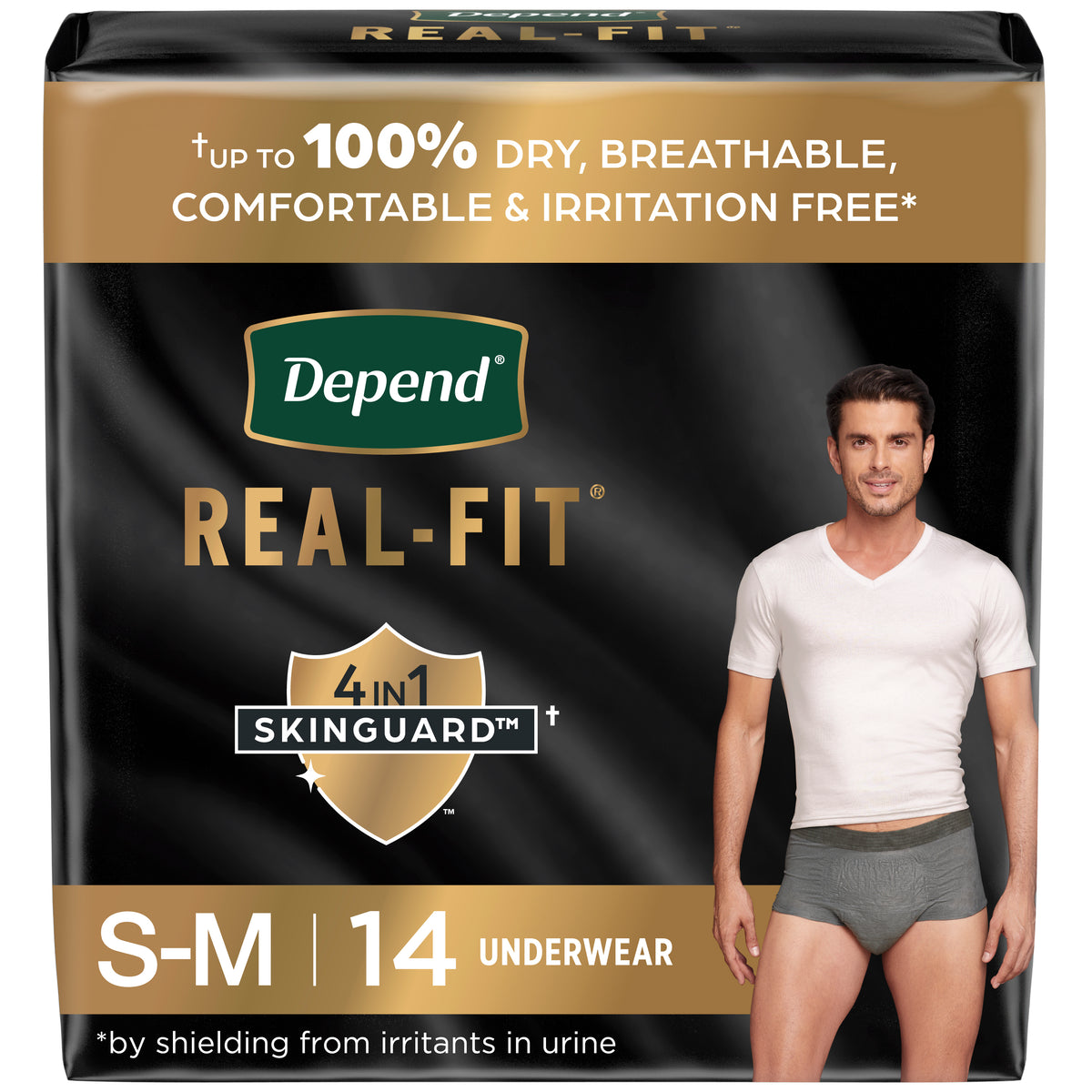 Depend Realfit Max Abs Men's Underwear, Grey, Small/Medium, 14 ct - REPLACES: 6950982