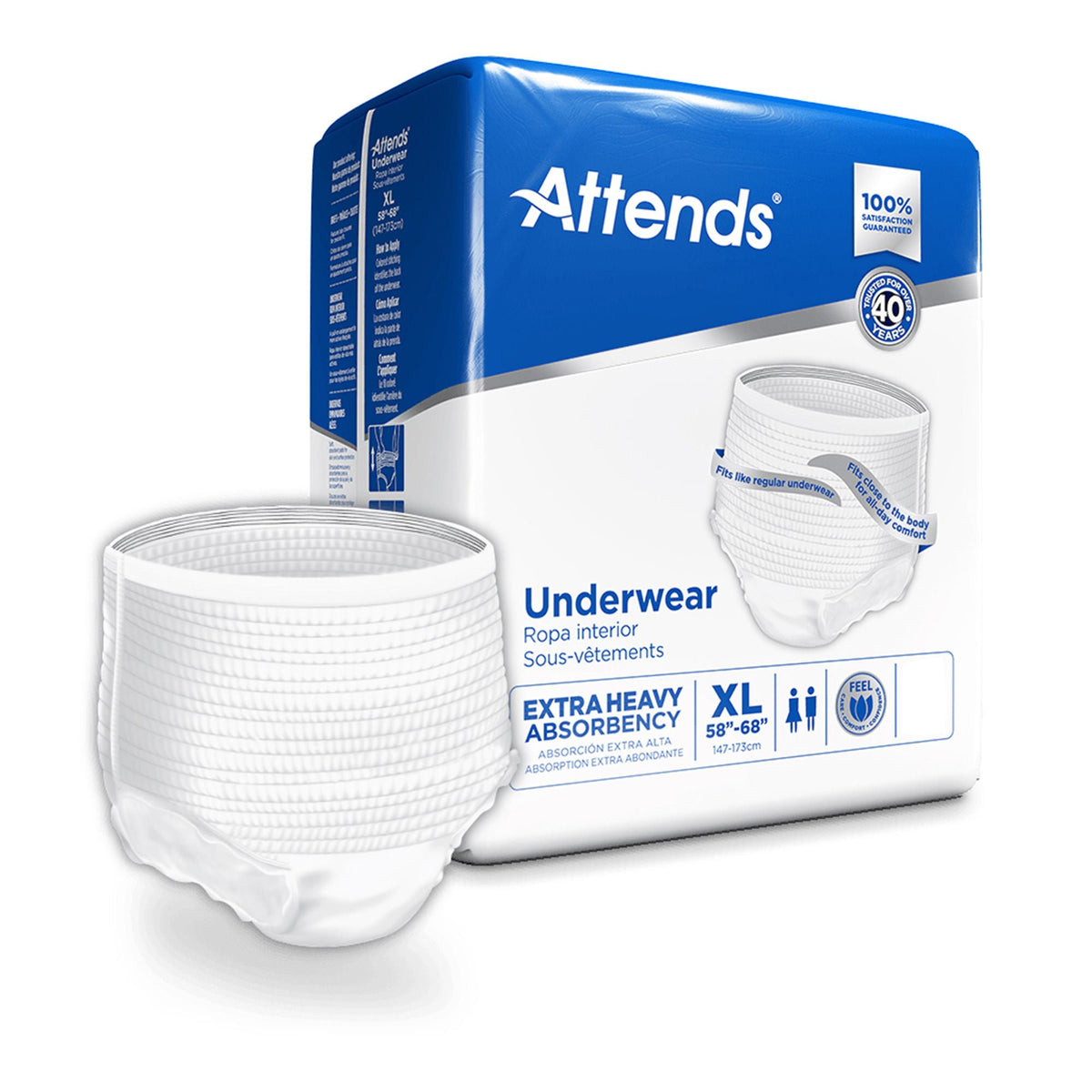 Attends® Care Adult Absorbent Underwear, Heavy Absorbency, X-Large, White, CS/100