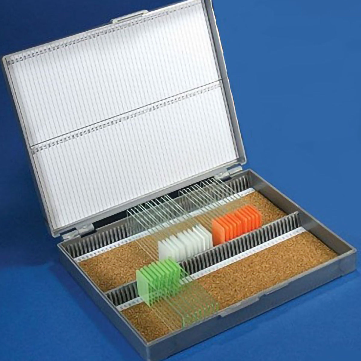 BOX, MICROSCOPE SLIDE STORAGE F/100 SLIDE GRY