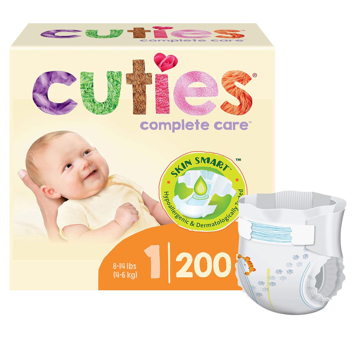 Cuties® Complete Care Diapers, Size 1, PK/25