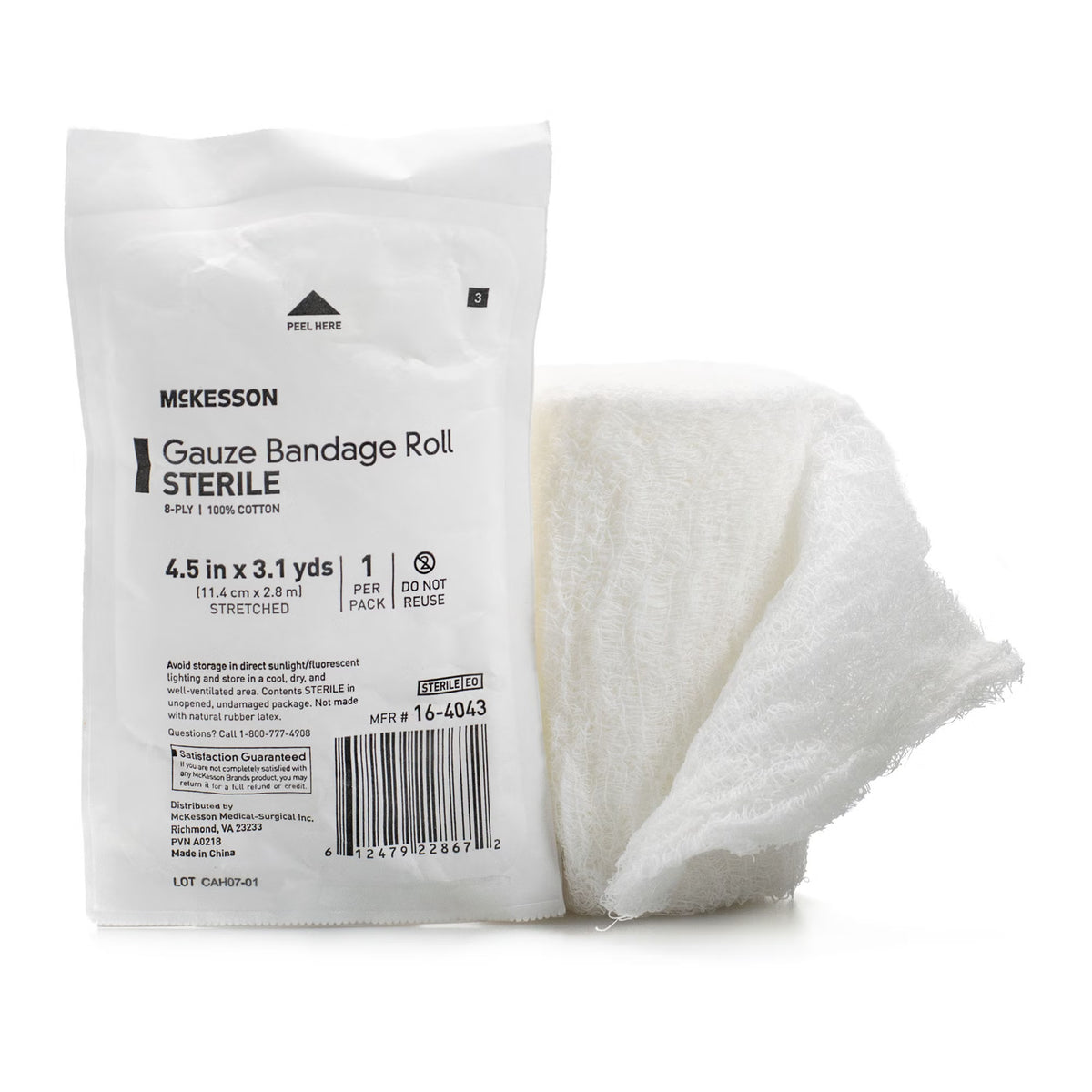 McKesson Sterile Fluff Bandage Roll, 4-1/2 Inch x 3-1/10 Yard, Eight-Ply, CS/100