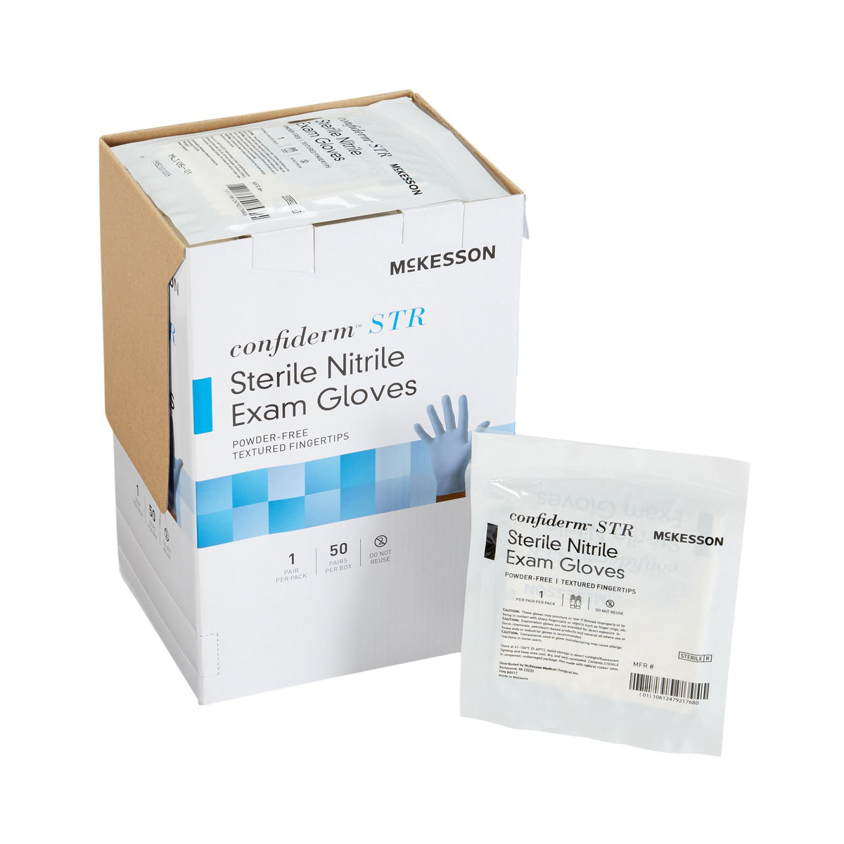 McKesson Confiderm® STR Nitrile Exam Glove, Medium, Blue, BX/50