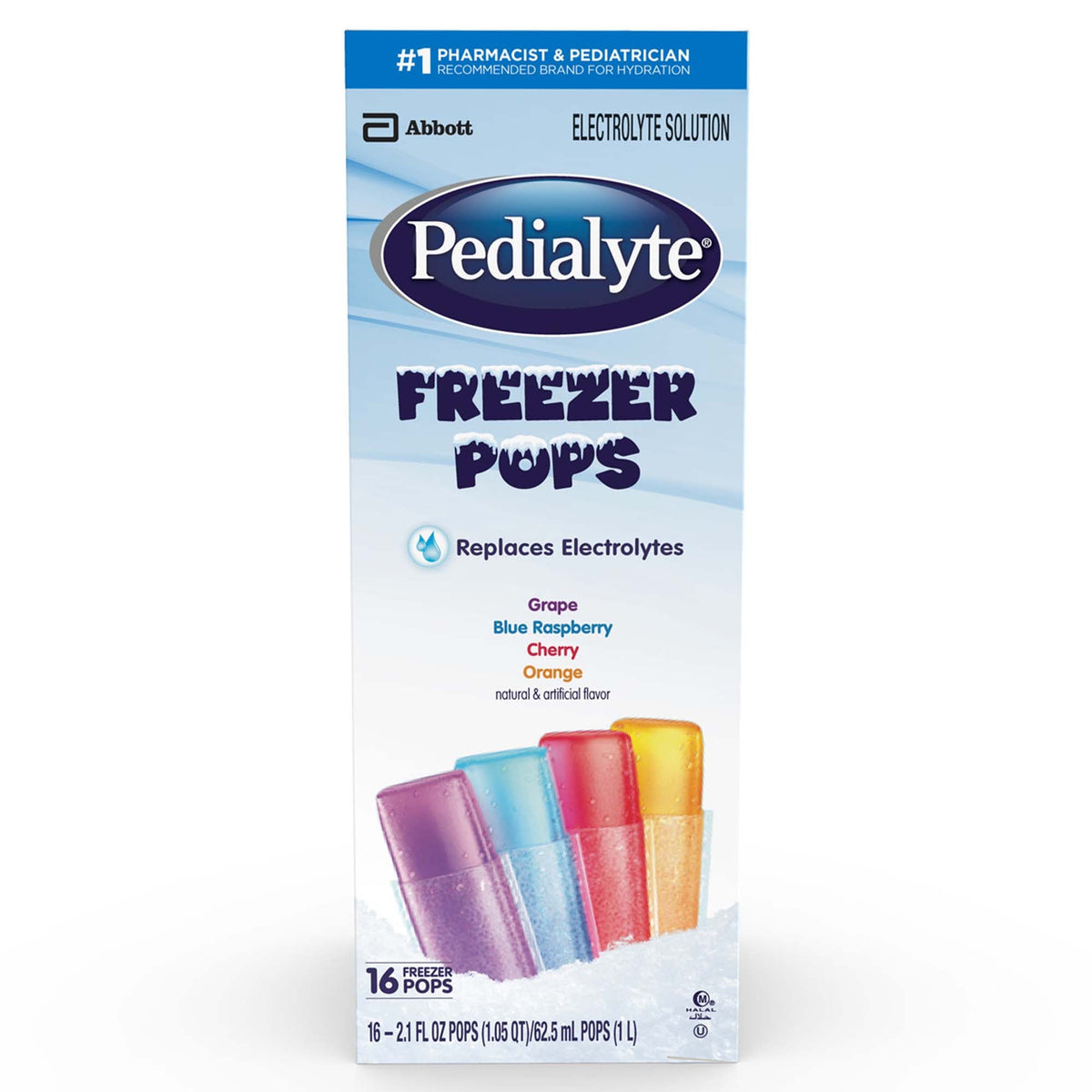Pedialyte® Freezer Pop Electrolyte Solution, Assorted Flavors, CT/16