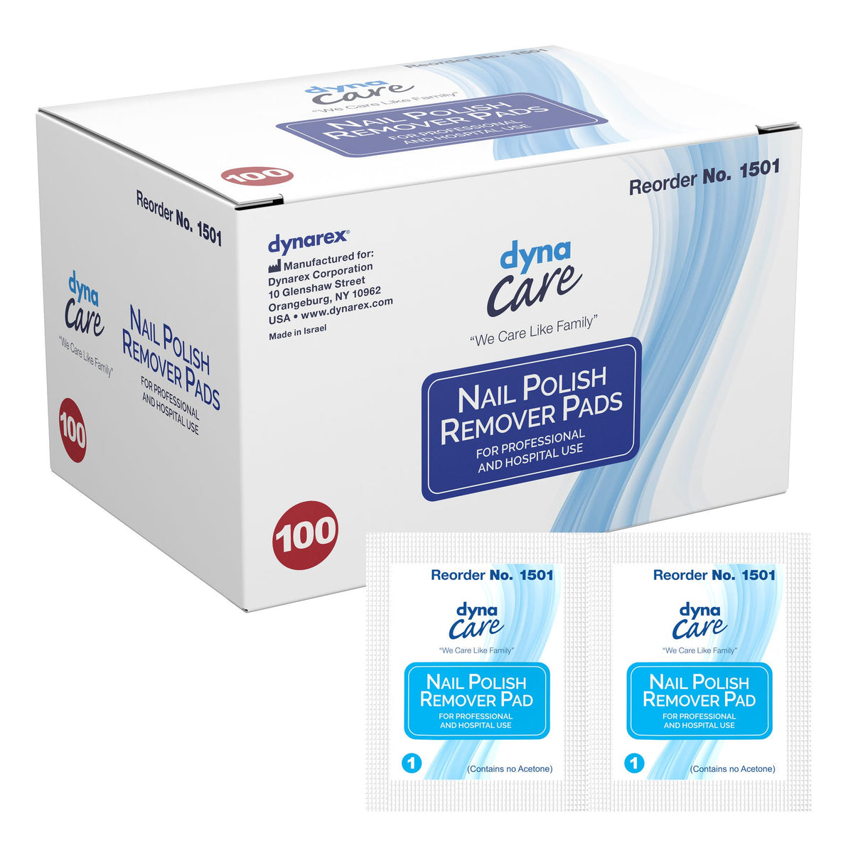 dynarex® Nail Polish Remover Pads, BX/100