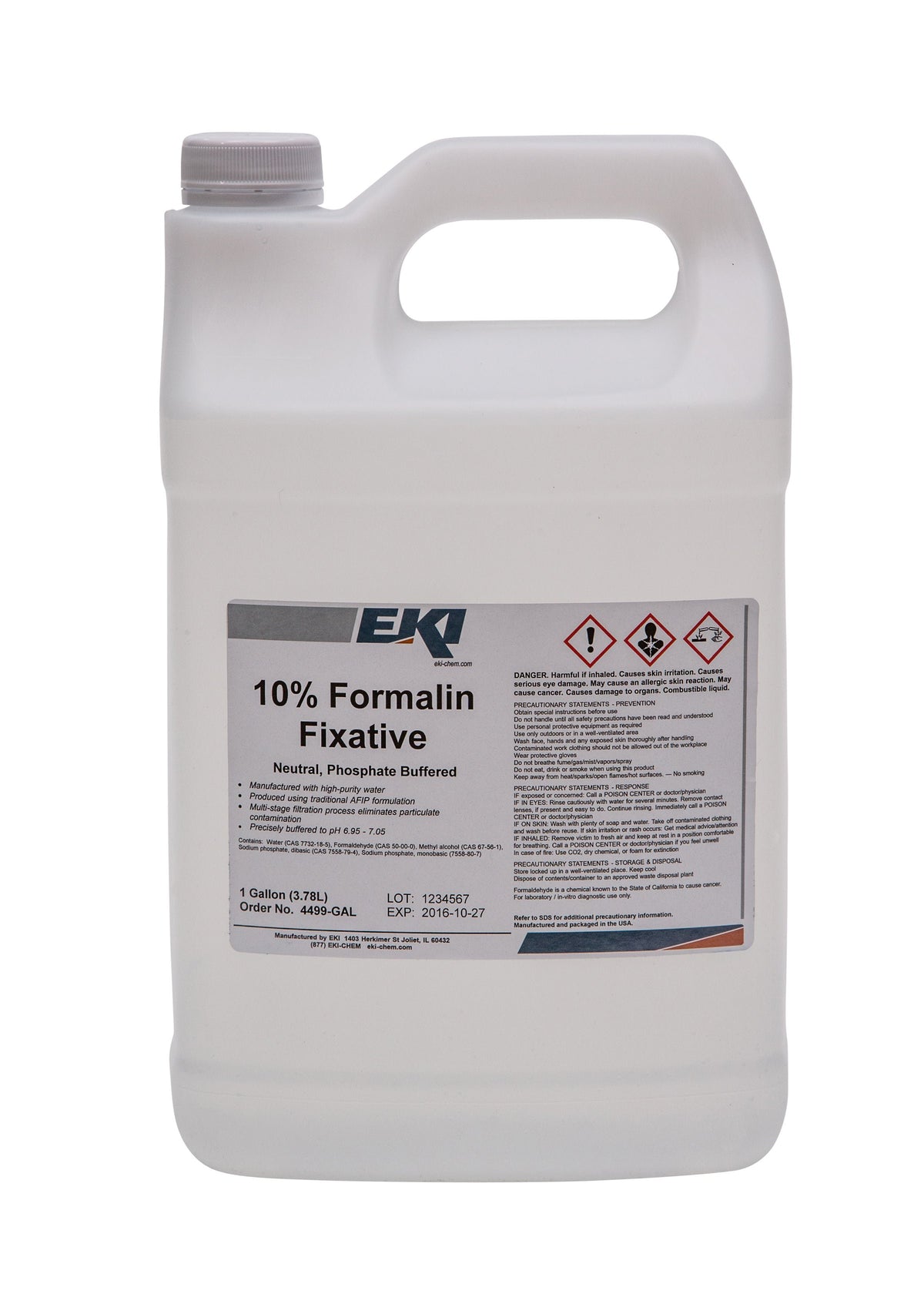 EKI Neutral Phosphate Buffered Formalin Histology Reagent, 1 Gallon, CS/4