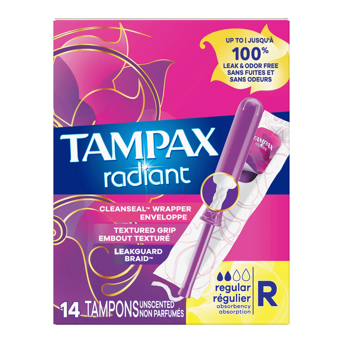 Tampax® Radiant Tampons Regular Absorbency Unscented, BX/1