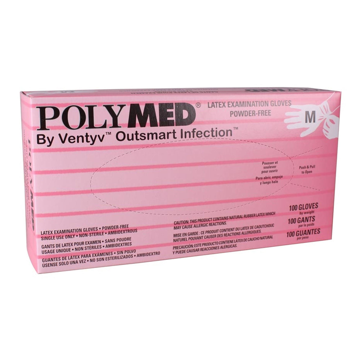 Polymed® Latex Exam Glove, Medium, Ivory, BX/100