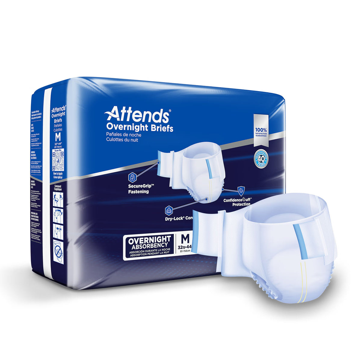 Attends® Briefs with Overnight Protection, Medium, BG/18