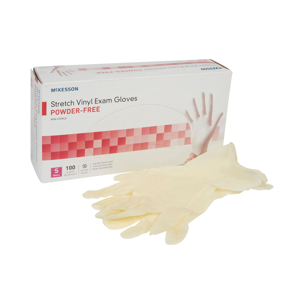 McKesson Stretch Vinyl Exam Glove, Small, Ivory, BX/100