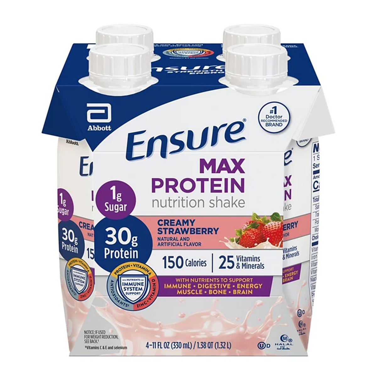 Ensure® Max Protein Nutrition Shake, Strawberry, 11-ounce carton, CS/12